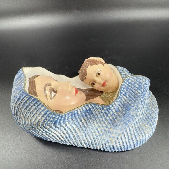 Chalkware Madonna And Child Wall Hanger Figurine Mounted Painted Vintage Decor - Picture 7 of 10